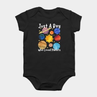Just A Boy Who Loves Planets Baby Bodysuit